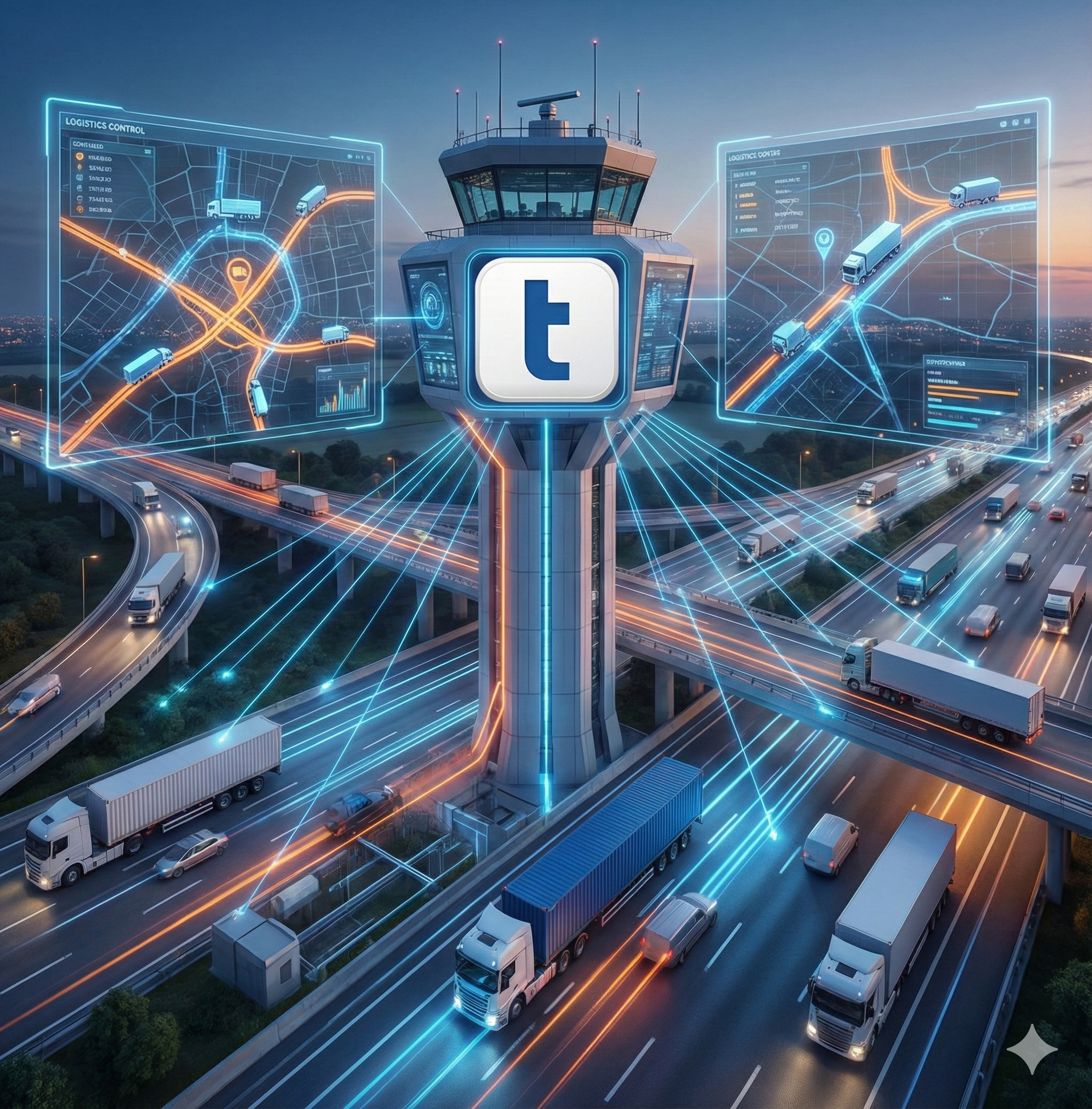 Torre de Controle Logístico - Dashboard centralizado com visibilidade em tempo real de frotas e operações