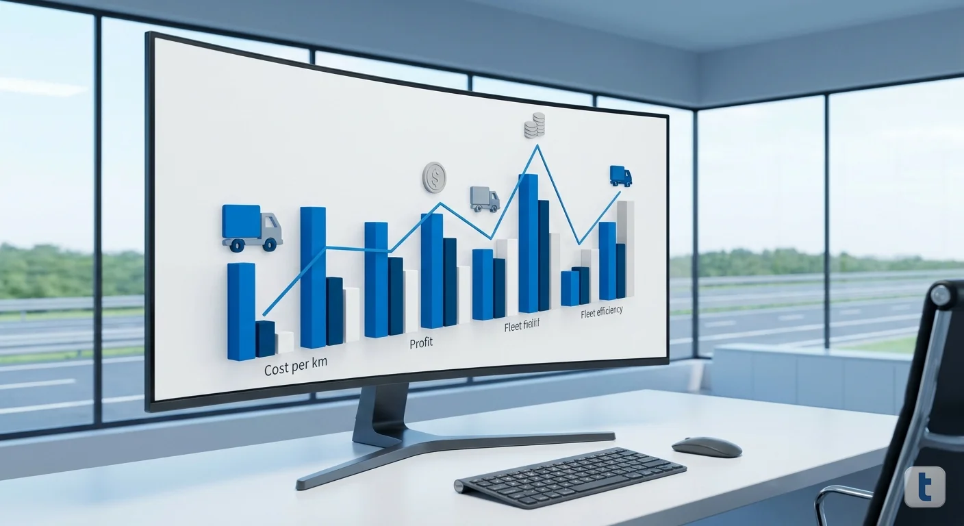 Painel analitico de gestão de frota com indicadores de custo por km e TCO